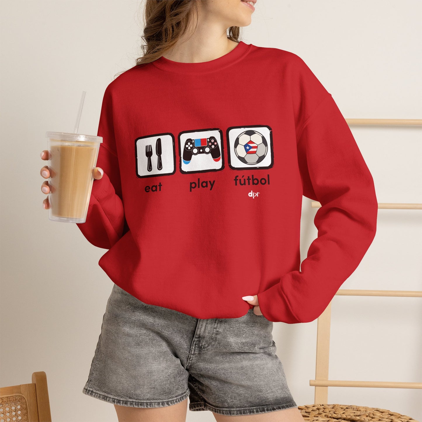 Eat Play Soccer Puerto Rican Flag Heavy Blend™ Crewneck Sweatshirt
