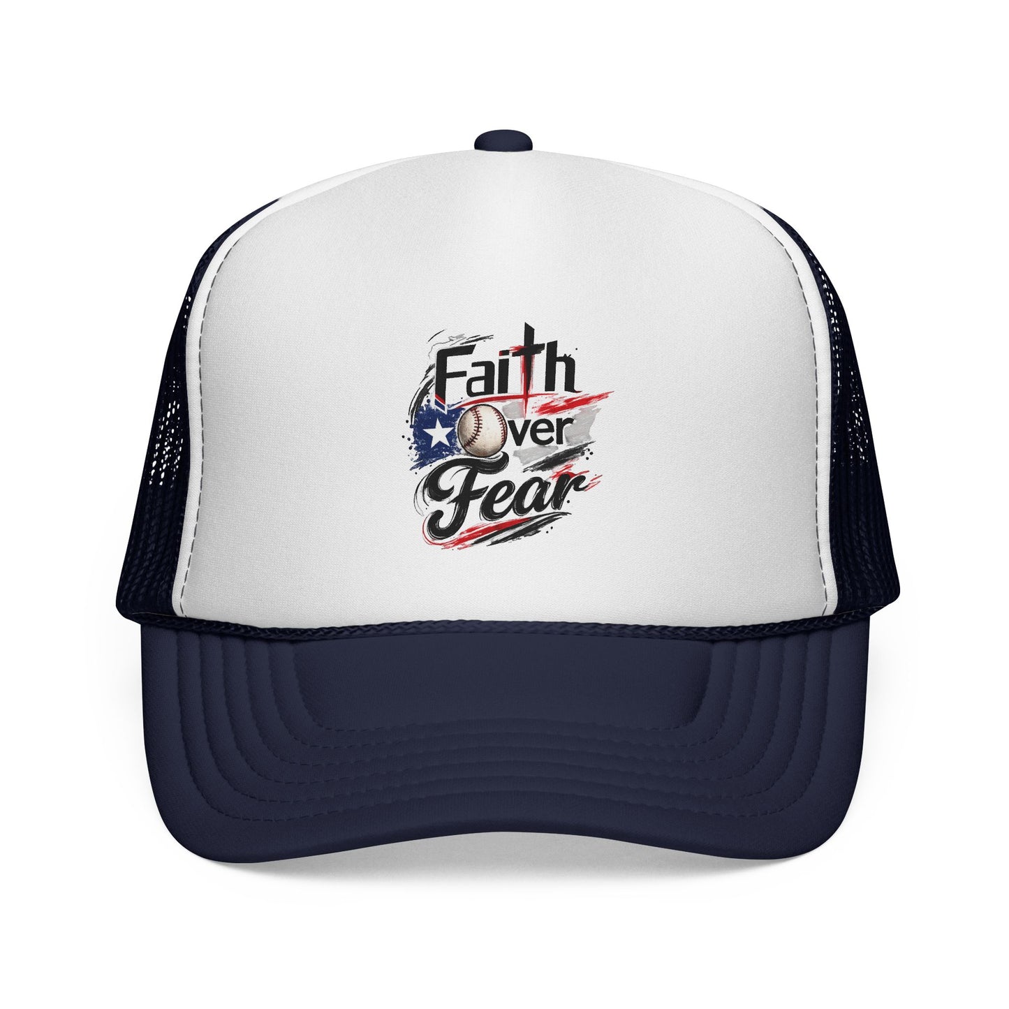 Faith Over Fear Puerto Rican Flag Baseball Trucker Caps FREE SHIPPING