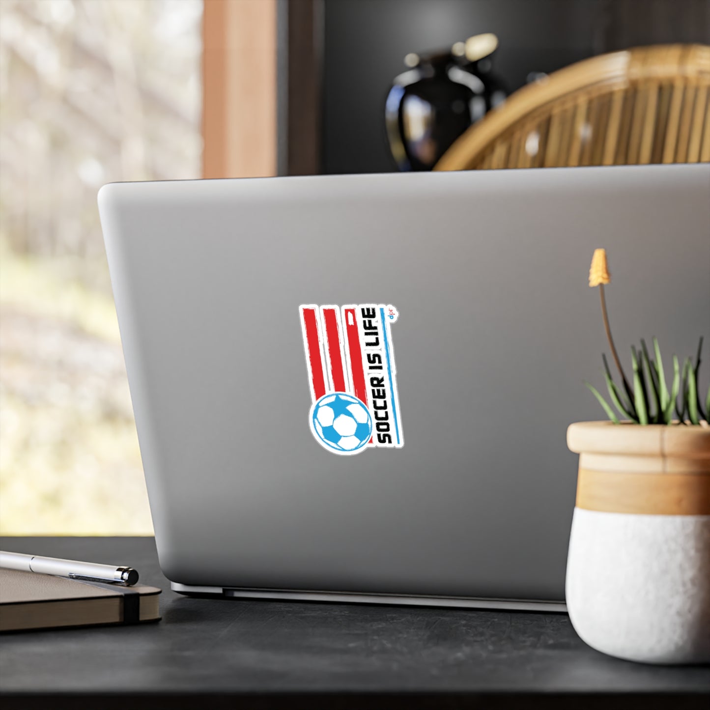 Soccer is life Puerto Rican Flag Waterproof Kiss-Cut Vinyl Decals