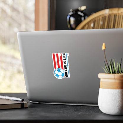 Soccer is life Puerto Rican Flag Waterproof Kiss-Cut Vinyl Decals
