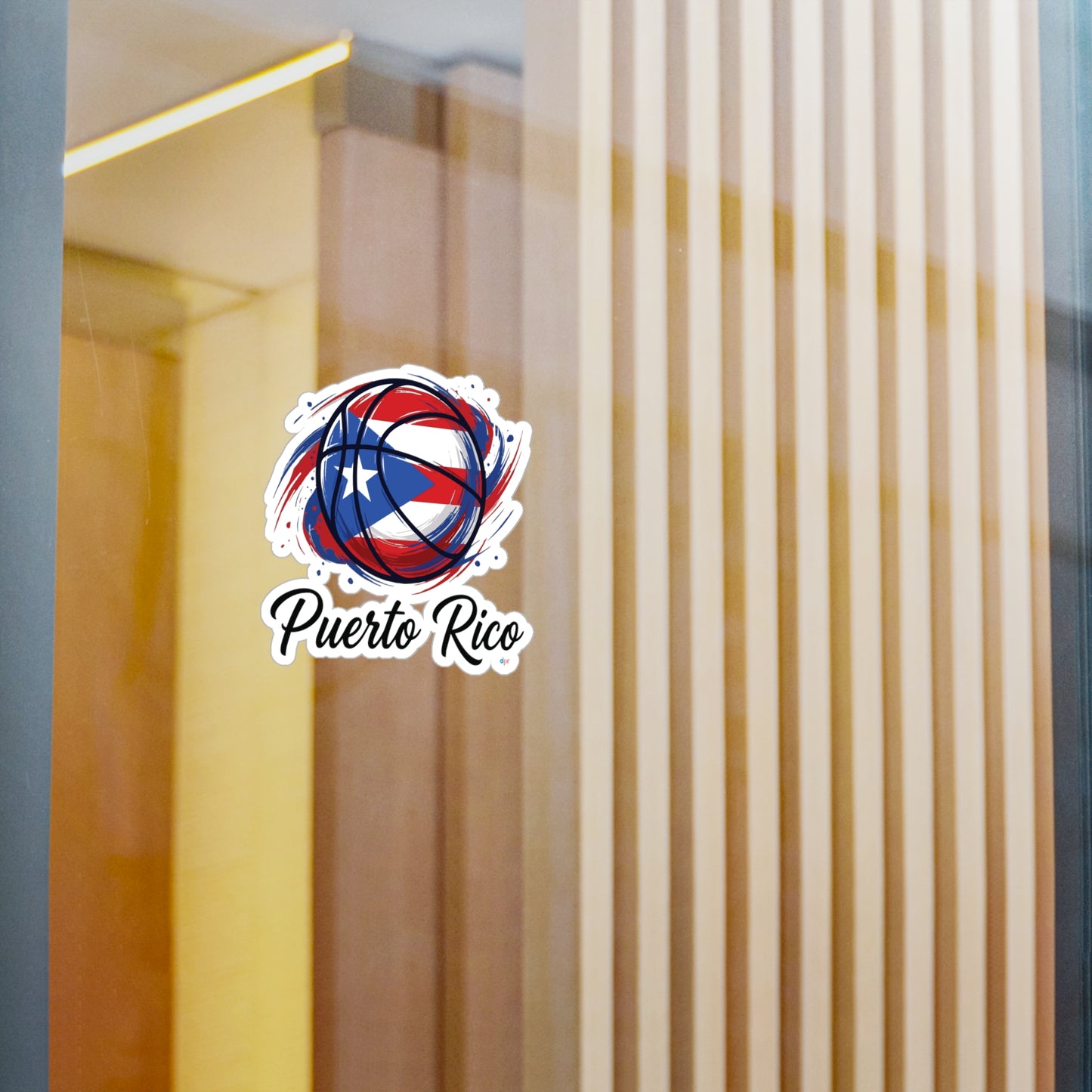 Puerto Rico Basketball Flag 2 Waterproof Kiss-Cut Vinyl Decal