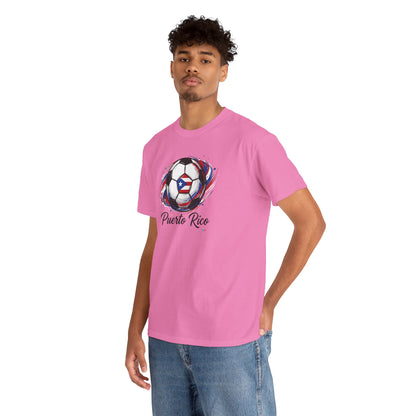 Puerto Rico Soccer Ball Flag | Unisex Heavy Cotton T-Shirt