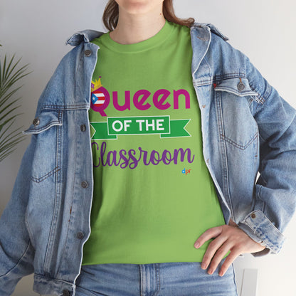 Queen of the Classroom - Back to School Boricua Teacher Heavy Cotton Tee