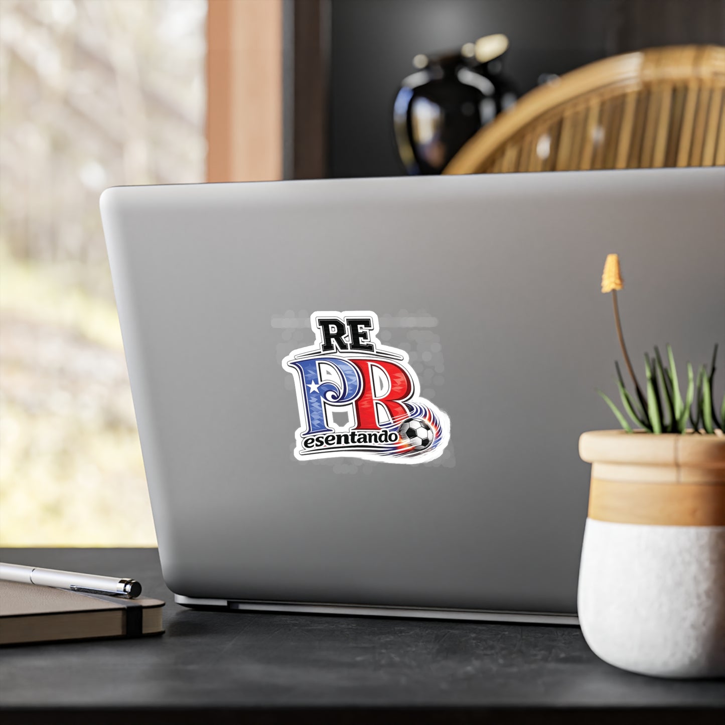 Puerto Rico Fire Soccer ball REPresentando Waterproof Kiss-Cut Vinyl Decal