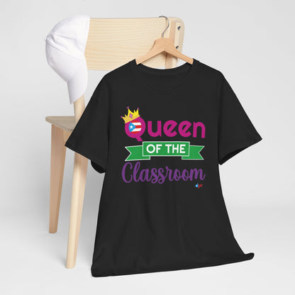 Queen of the Classroom - Back to School Boricua Teacher Heavy Cotton Tee