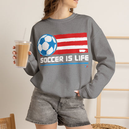 Soccer is life Puerto Rican Flag Heavy Blend™ Crewneck Sweatshirt