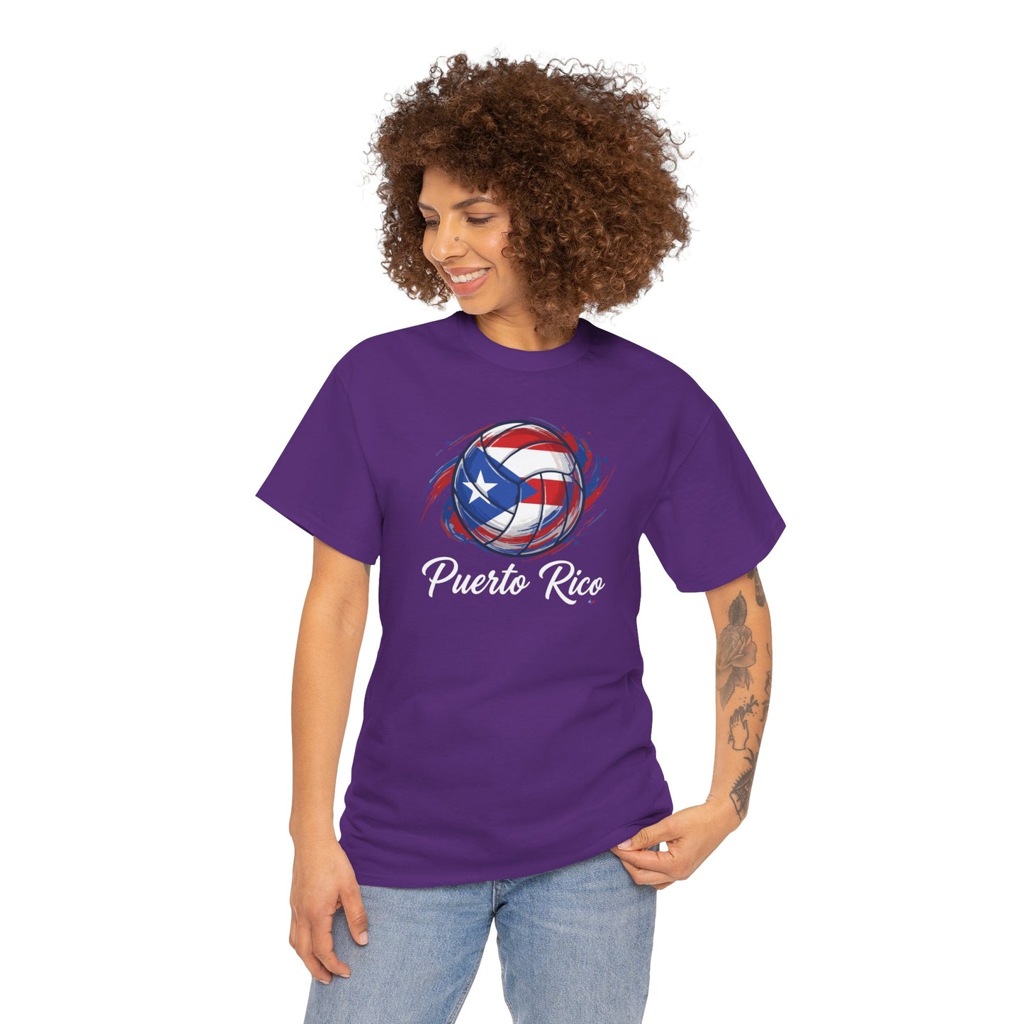 Puerto Rico Volleyball Flag | Unisex Heavy Cotton T-Shirt