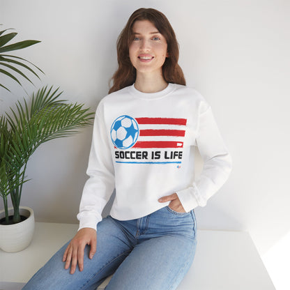 Soccer is life Puerto Rican Flag Heavy Blend™ Crewneck Sweatshirt