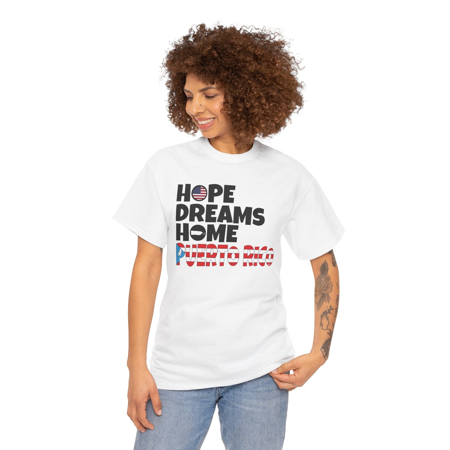HOPE DREAMS HOME BANDERA Puerto Rico Unisex Heavy Cotton Tee