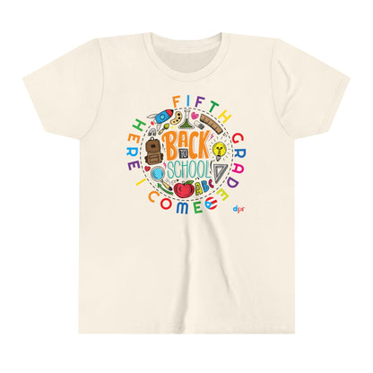 Fifth Grade Here I Come Back to Shool Boricua Youth Short Sleeve Tee