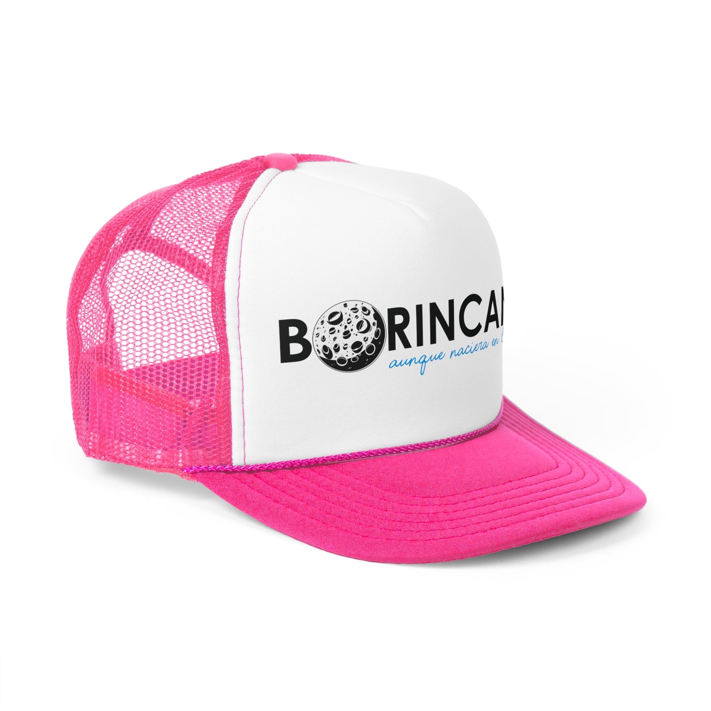 Borincano aunque naciera en la luna bandera Puerto Rican Pride Trucker Caps FREE SHIPPING