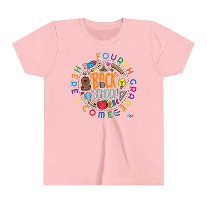 Fourth Grade Here I Come Back to Shool Boricua Youth Short Sleeve Tee