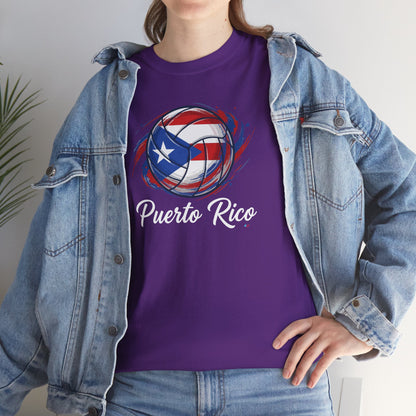 Puerto Rico Volleyball Flag | Unisex Heavy Cotton T-Shirt