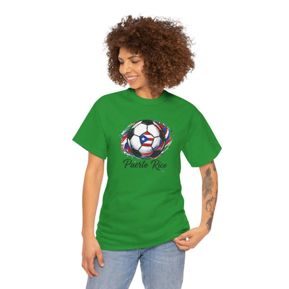 Puerto Rico Soccer Ball Flag | Unisex Heavy Cotton T-Shirt