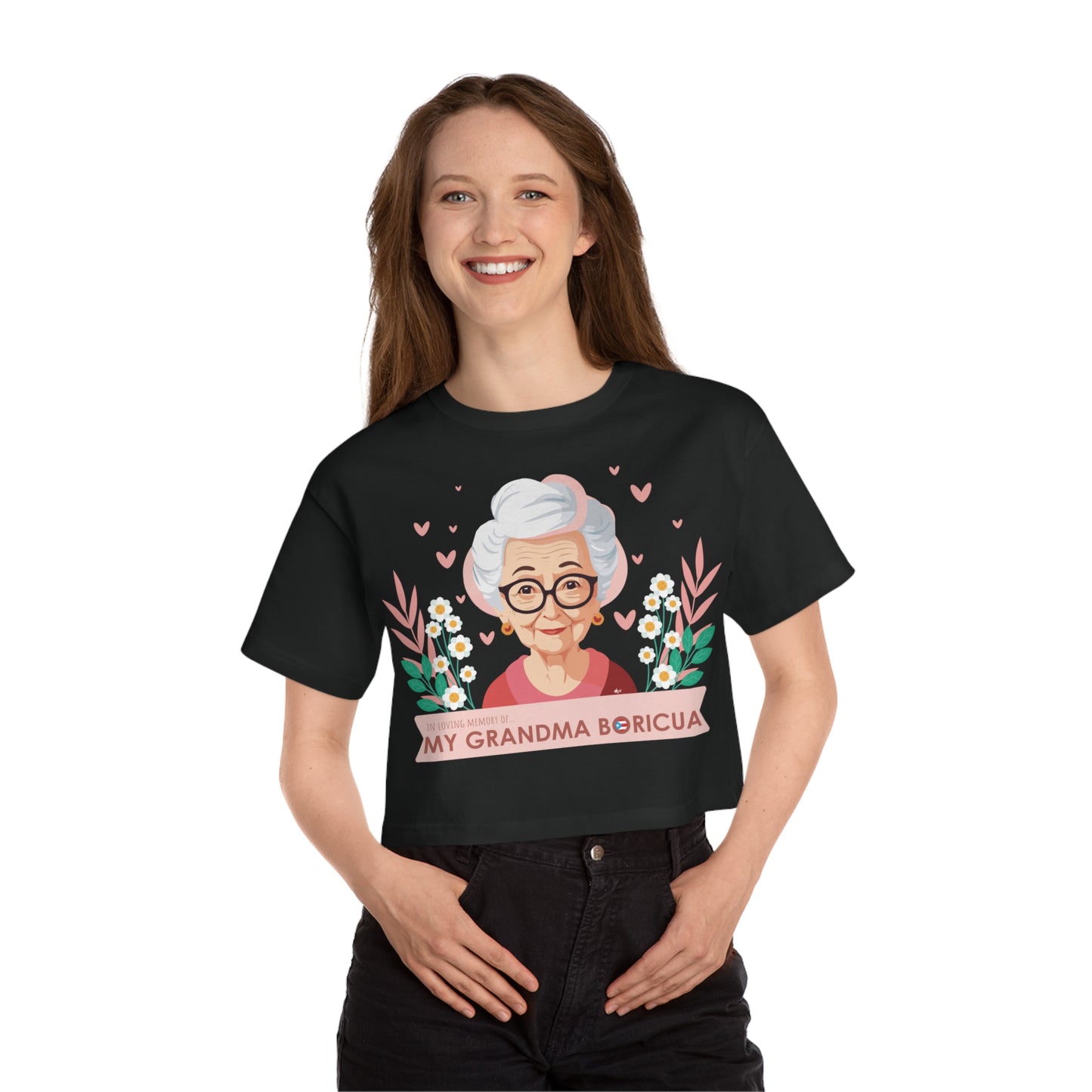 In Loving Memory of My Grandma Boricua Flowy Cropped Tee