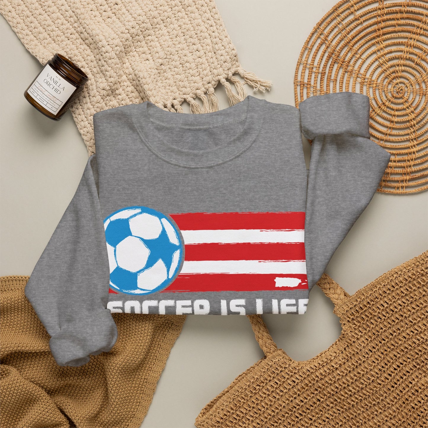 Soccer is life Puerto Rican Flag Heavy Blend™ Crewneck Sweatshirt