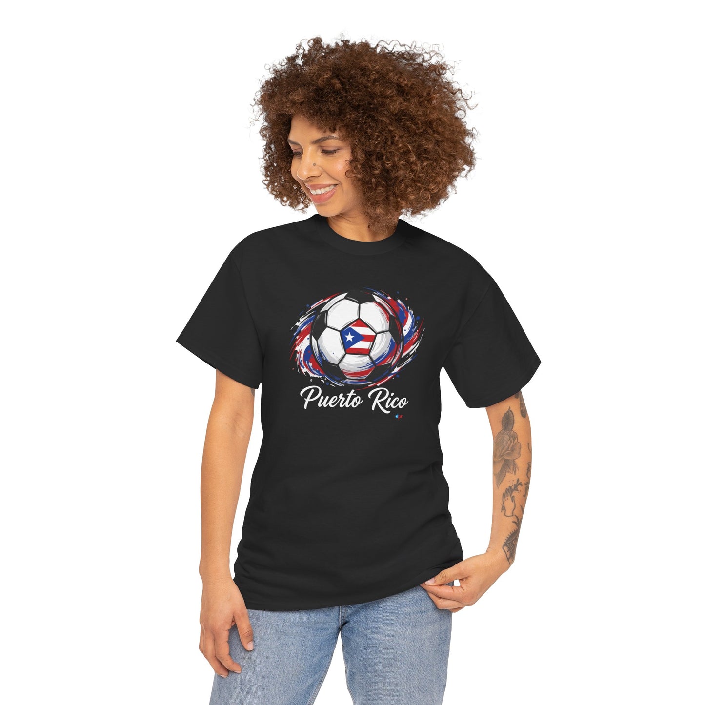Puerto Rico Soccer Ball Flag | Unisex Heavy Cotton T-Shirt
