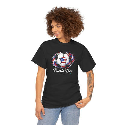 Puerto Rico Soccer Ball Flag | Unisex Heavy Cotton T-Shirt
