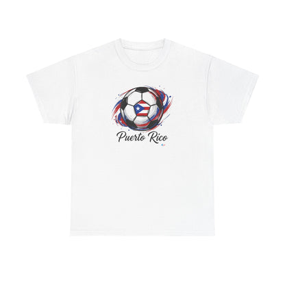 Puerto Rico Soccer Ball Flag | Unisex Heavy Cotton T-Shirt