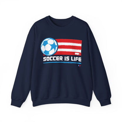 Soccer is life Puerto Rican Flag Heavy Blend™ Crewneck Sweatshirt