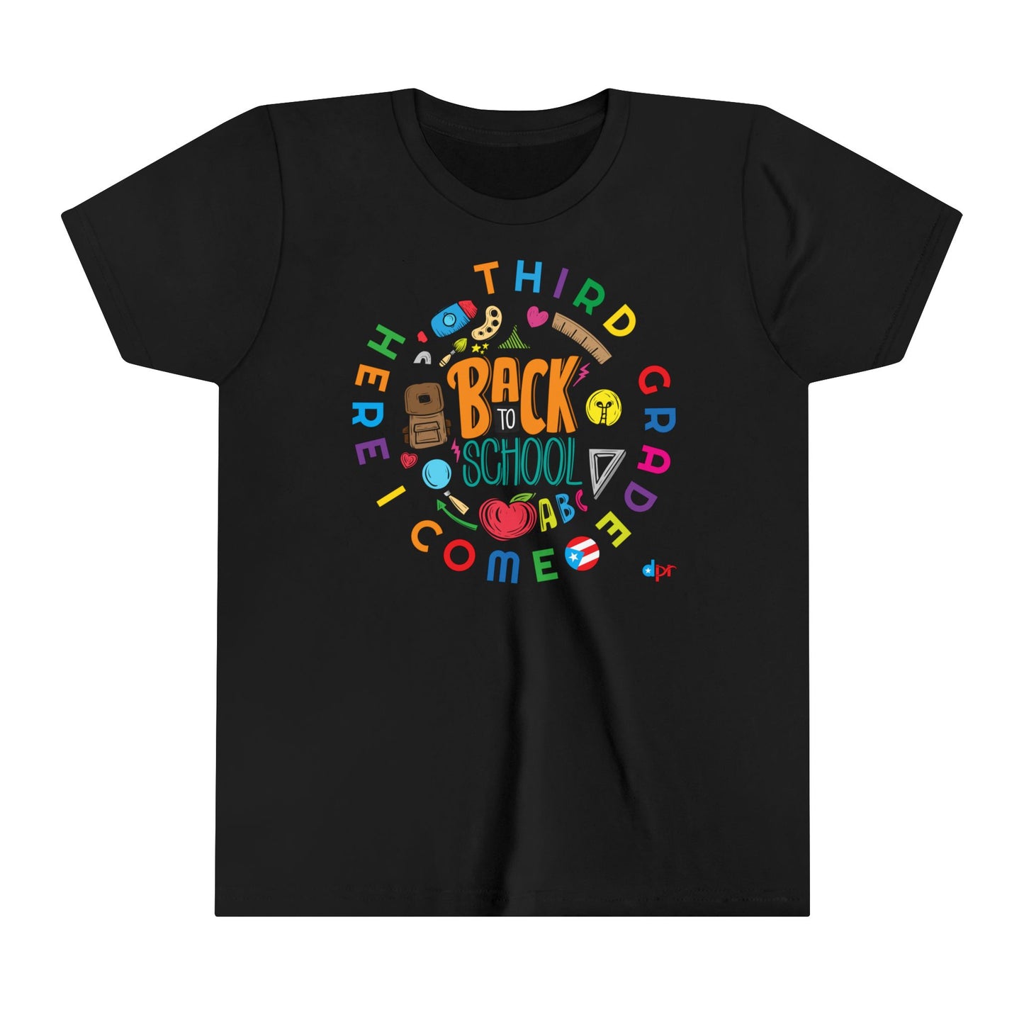 Third Grade Here I Come Back to Shool Boricua Youth Short Sleeve Tee