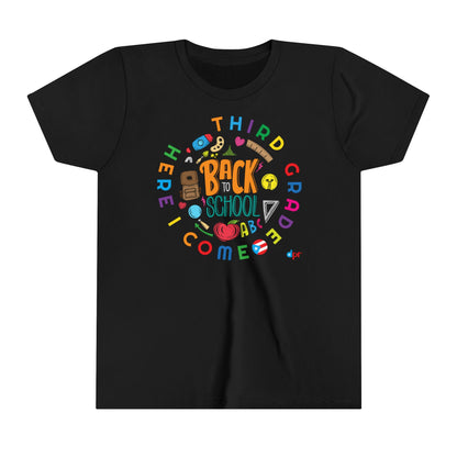 Third Grade Here I Come Back to Shool Boricua Youth Short Sleeve Tee