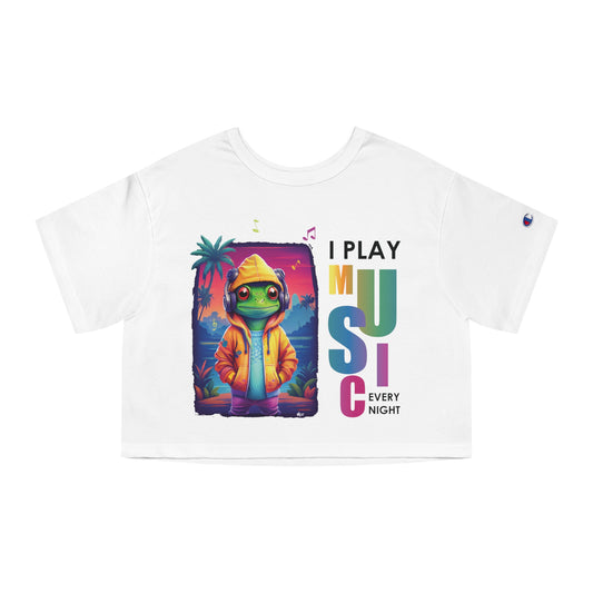 I Play Music Every Night Flowy Cropped Tee