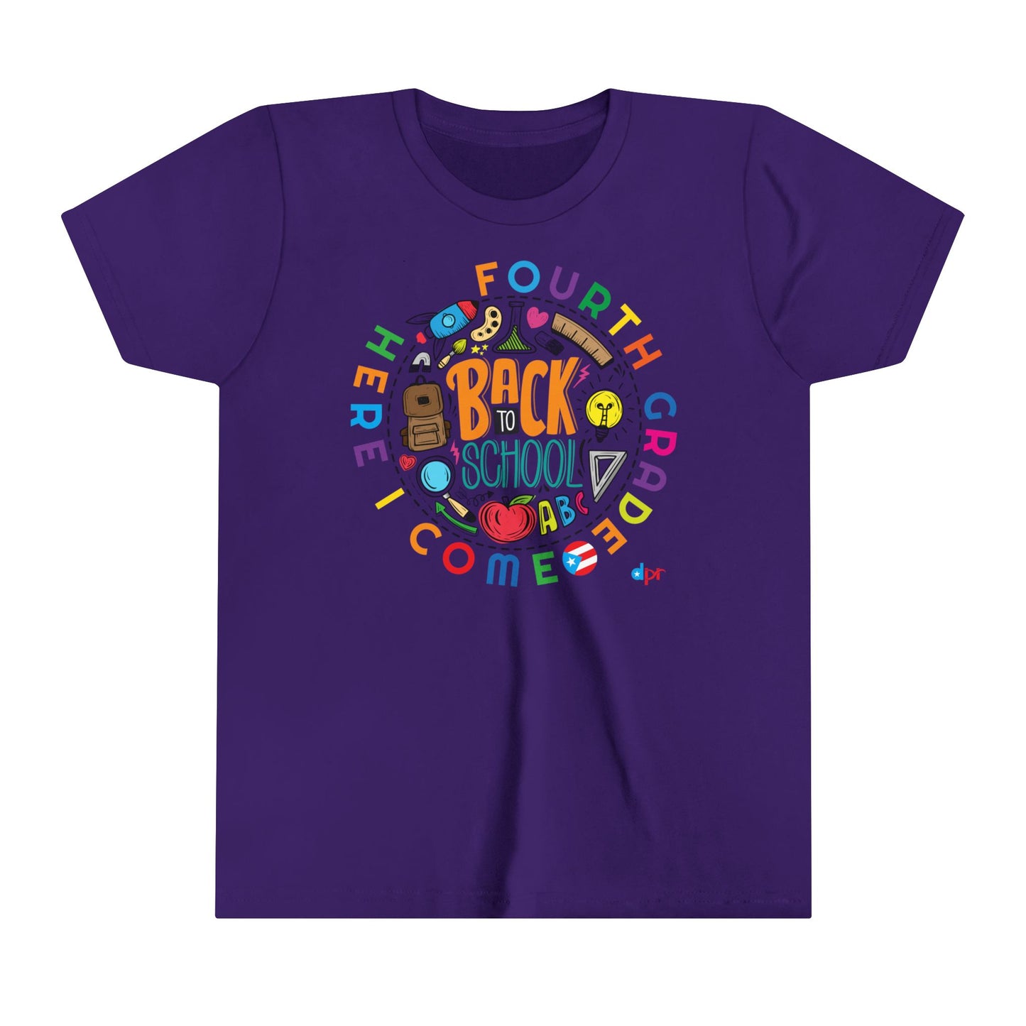 Fourth Grade Here I Come Back to Shool Boricua Youth Short Sleeve Tee