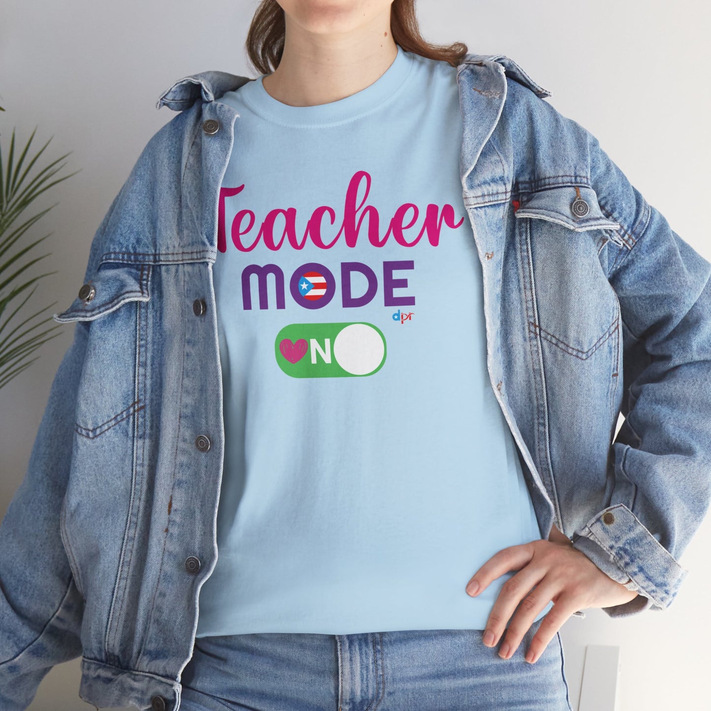 Teacher Mode ON - Back to School Boricua Teacher Heavy Cotton Tee