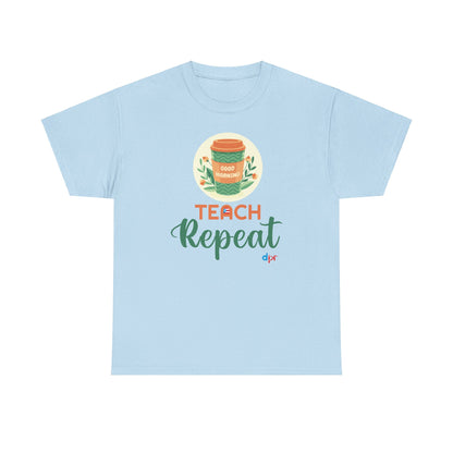 Coffee Teach Repeat - Back to School Boricua Teacher Heavy Cotton Tee