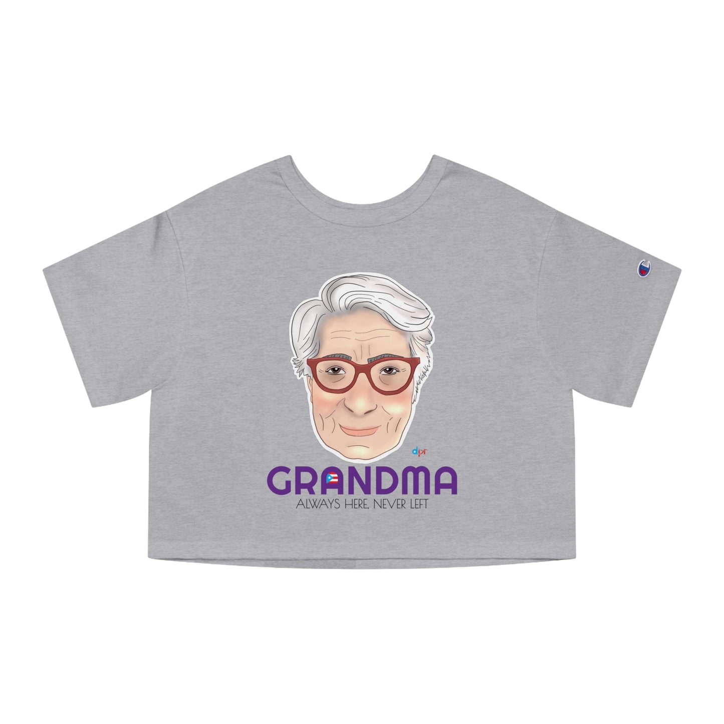 Abuela Boricua Always Here Never Left Women's Flowy Cropped Tee