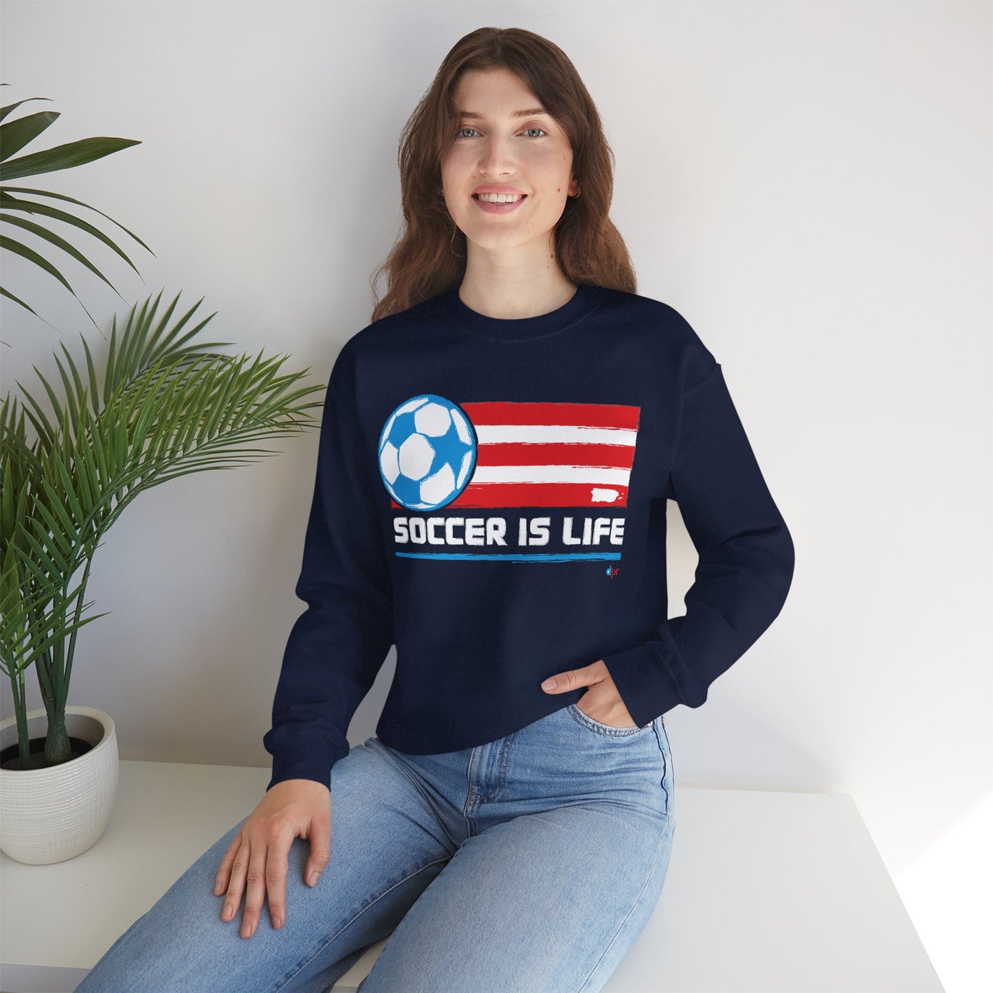 Soccer is life Puerto Rican Flag Heavy Blend™ Crewneck Sweatshirt