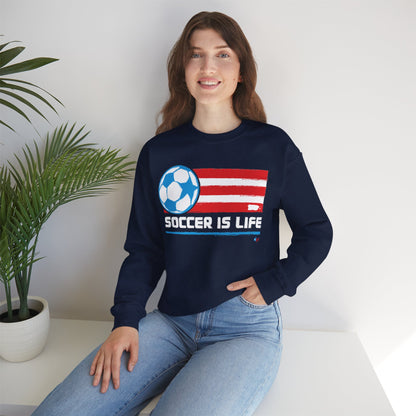 Soccer is life Puerto Rican Flag Heavy Blend™ Crewneck Sweatshirt