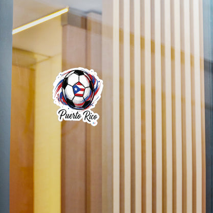 Puerto Rico Soccer Ball Flag Waterproof Kiss-Cut Vinyl Decal