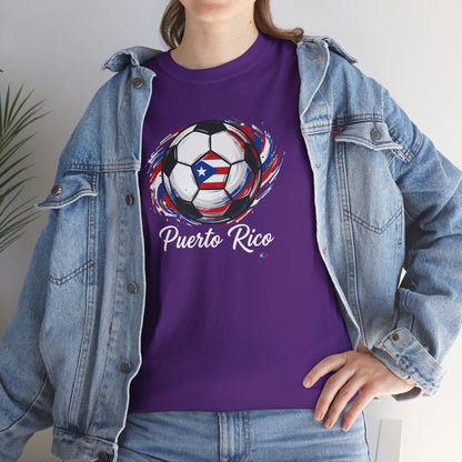 Puerto Rico Soccer Ball Flag | Unisex Heavy Cotton T-Shirt
