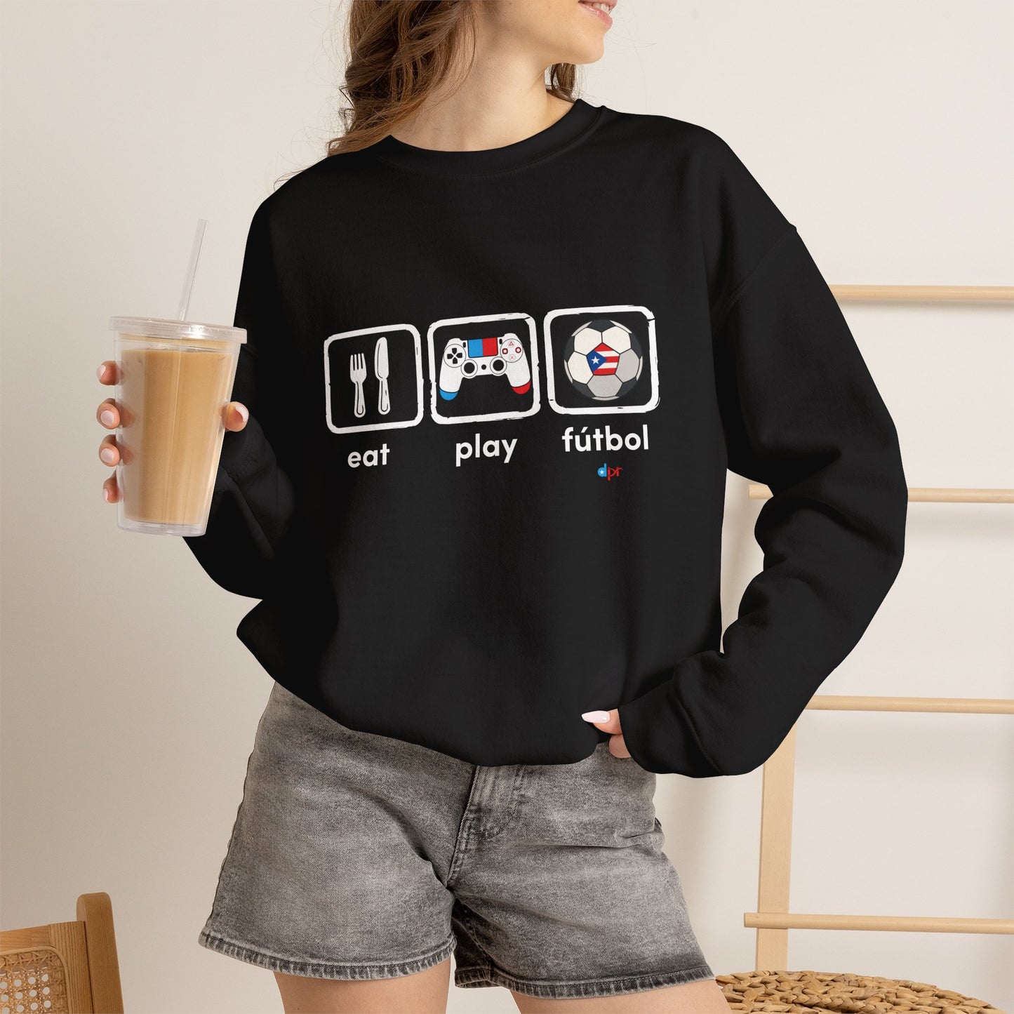 Eat Play Soccer Puerto Rican Flag Heavy Blend™ Crewneck Sweatshirt