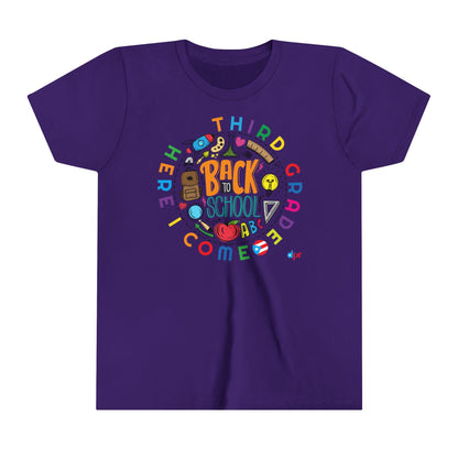Third Grade Here I Come Back to Shool Boricua Youth Short Sleeve Tee
