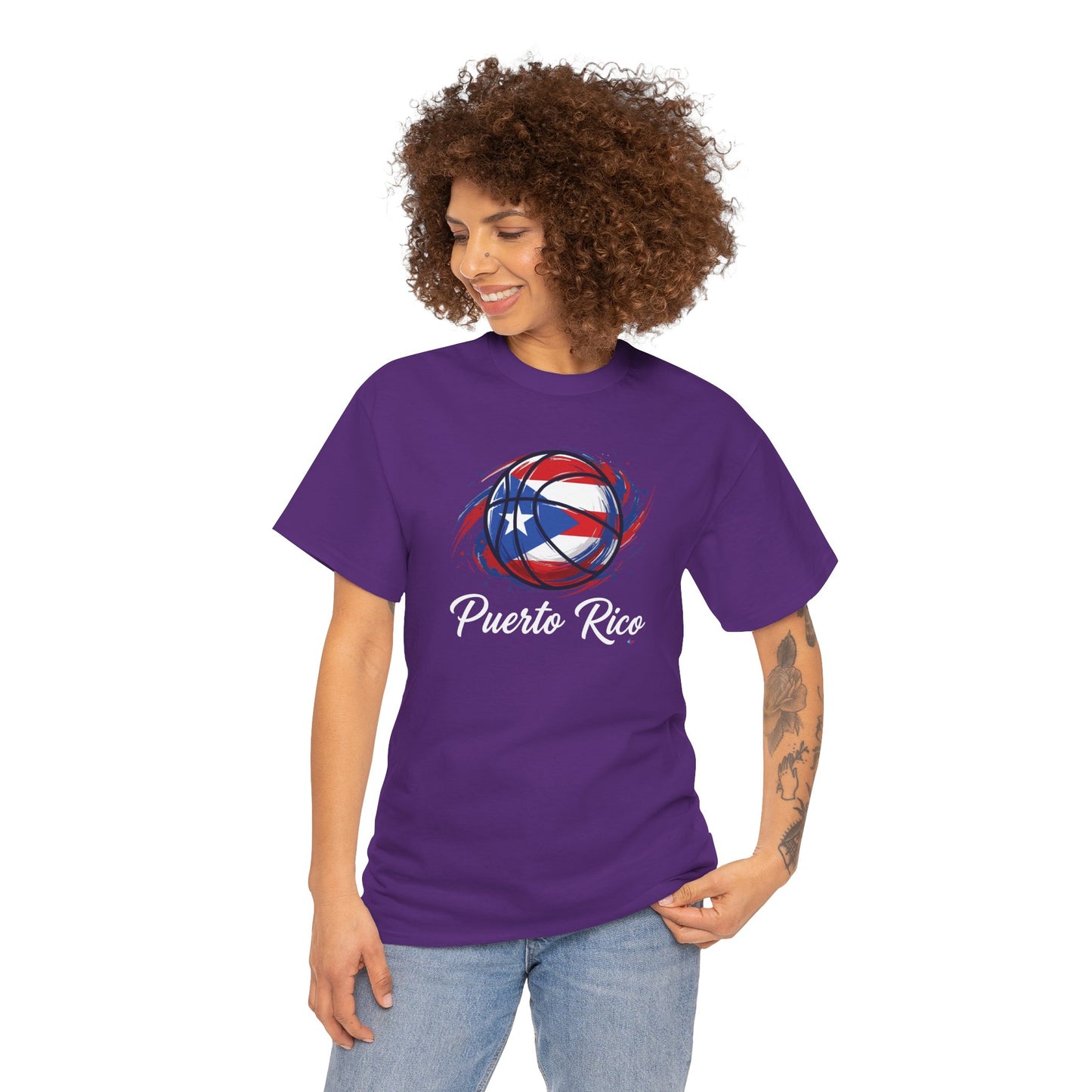 Puerto Rico Basketball Flag 2 | Unisex Heavy Cotton T-Shirt