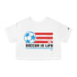 Puerto Rico Soccer Is Life Women's Flowy Cropped Tee | Boricua Soccer Shirt