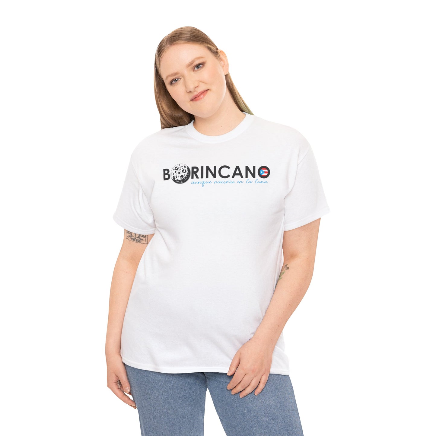 BORINCANO aunque naciera en la luna Unisex Heavy Cotton Tee