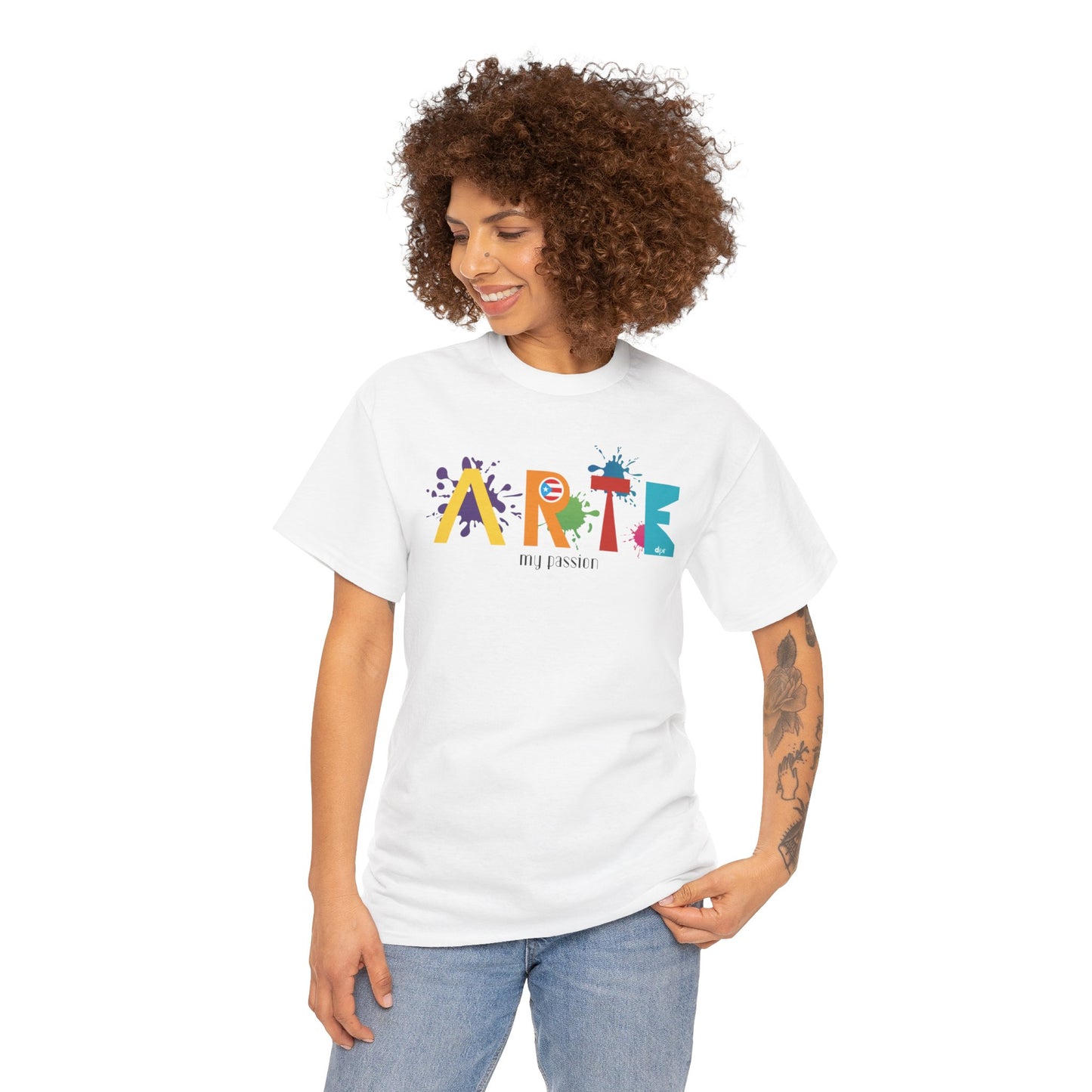 Arte My Passion Bandera Puerto Rico Unisex Heavy Cotton Tee