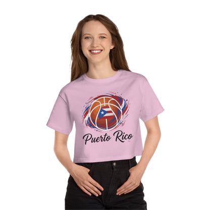 Puerto Rico Basketball Women's Flowy Cropped Tee | Puerto Rican Basketball Shirt