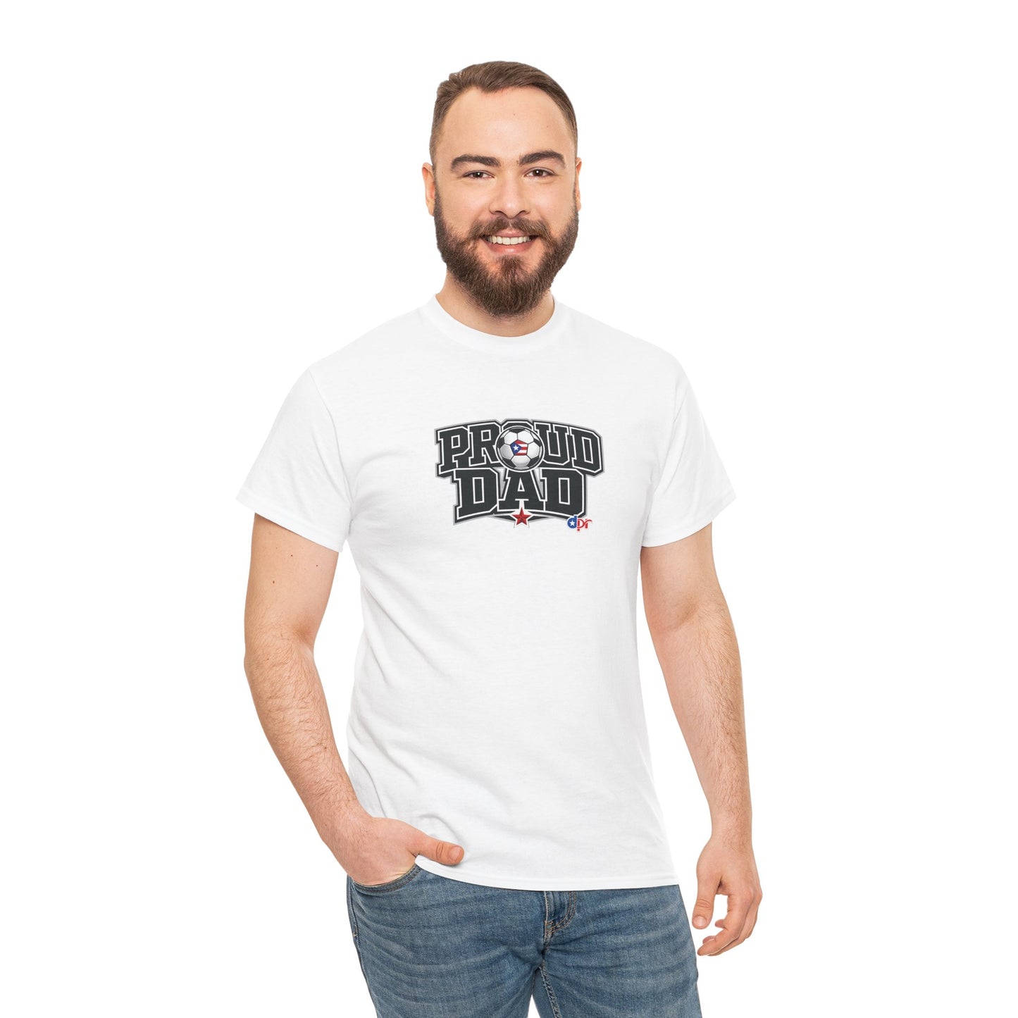 Proud Dad Soccer Boricua Unisex Heavy Cotton Tee
