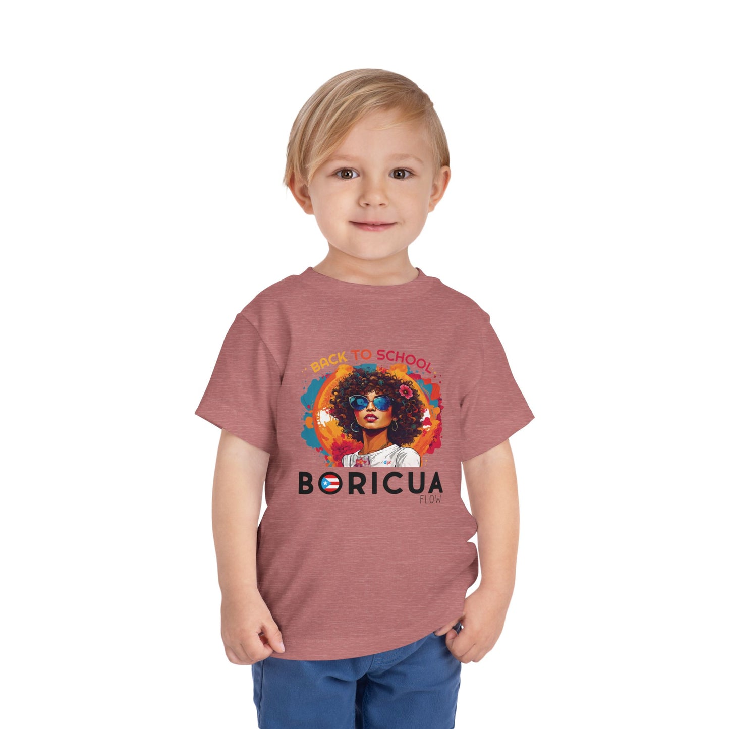 Back to School Boricua Girl Flow Black Toddler Short Sleeve Tee