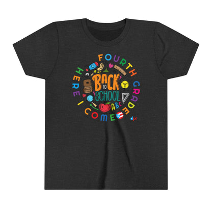 Fourth Grade Here I Come Back to Shool Boricua Youth Short Sleeve Tee