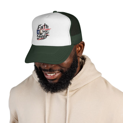 Faith Over Fear Puerto Rican Flag Baseball Trucker Caps FREE SHIPPING