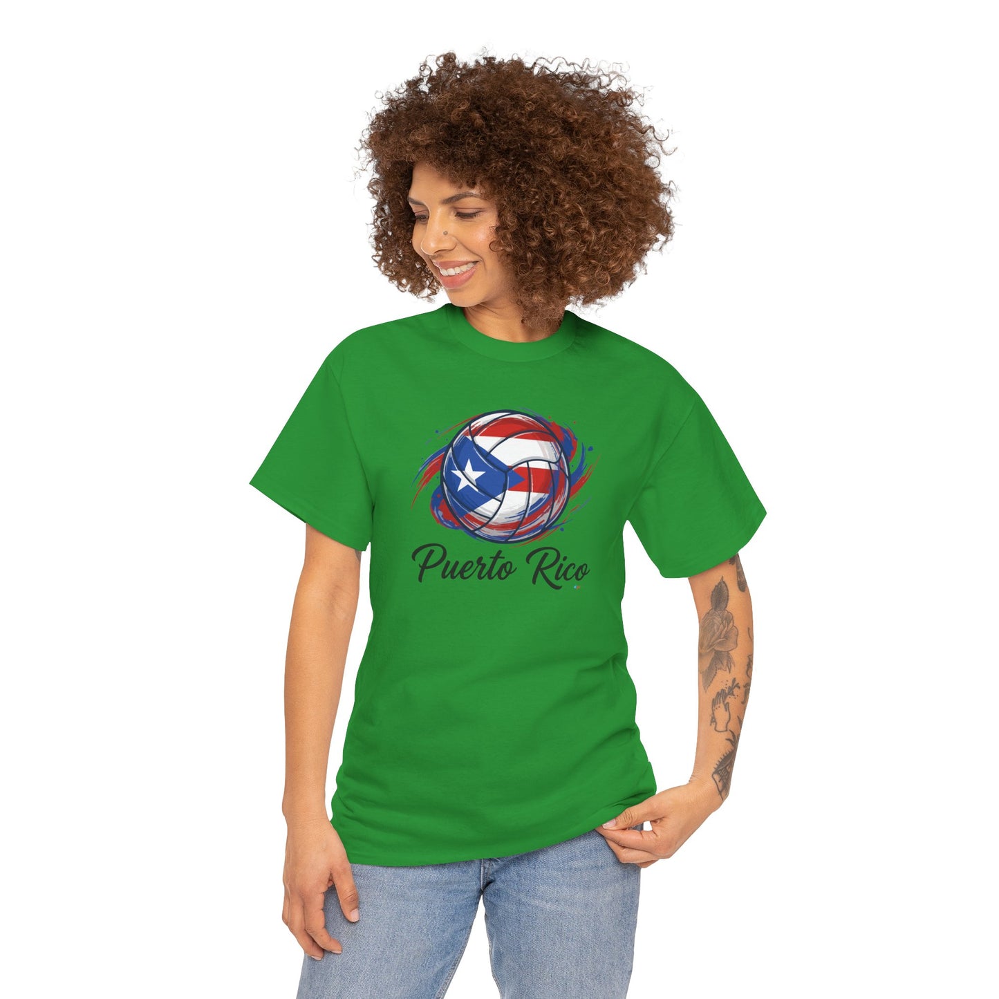 Puerto Rico Volleyball Flag | Unisex Heavy Cotton T-Shirt