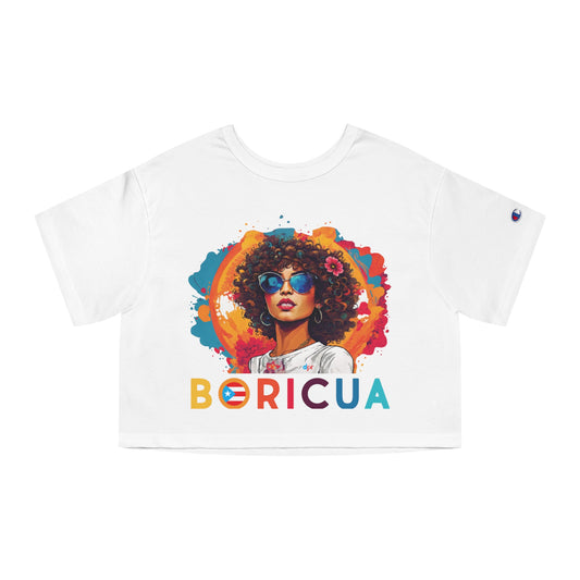 Boricua Girl Colors Women's Flowy Cropped Tee