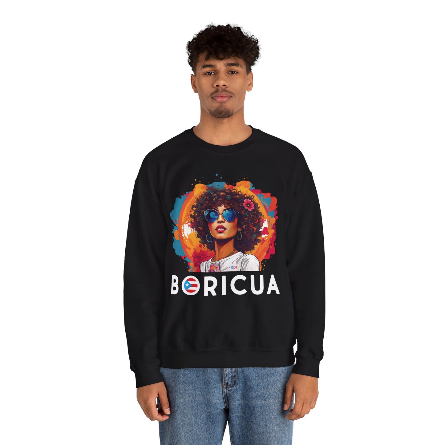 Boricua Girl Black Unisex Heavy Blend™ Crewneck Sweaters