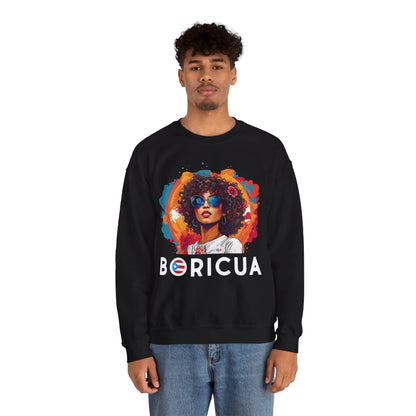 Boricua Girl Black Unisex Heavy Blend™ Crewneck Sweaters